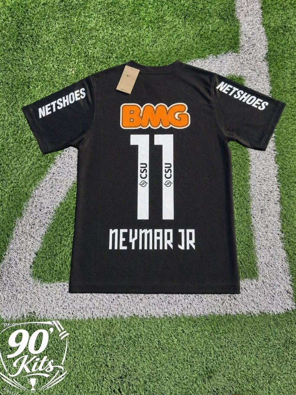 Santos 11/12 Neymar Jr #11 Retro Style Black Jersey
